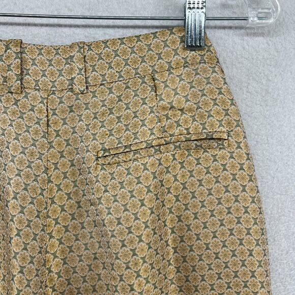 SEZANE Pants 38 Gustavo Floral Jacquard Tapered Ankle Trouser High Waist Beige - Picture 7 of 16